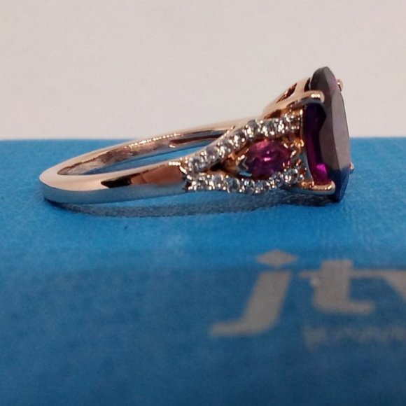 genuine grape garnets & pink sapphires, solid 10k rose gold, size 5.5 - Picture 4 of 12